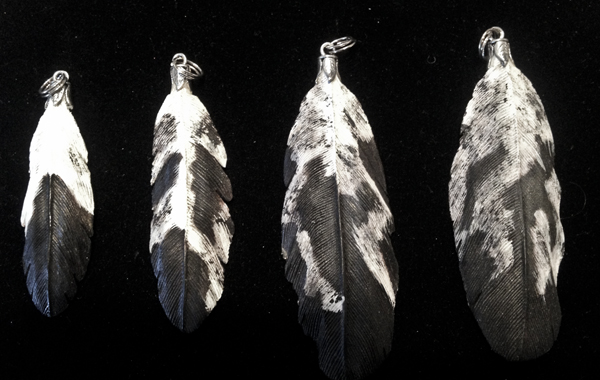 Golden Eagle Pendants, hand carved wooden feathers.