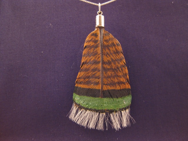 Rio Grande Wild Turkey hand carved original Tupelo Feather Pendant. This is a one-of-a-kind hand carved original hand painted in acrylics