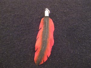Cardinal hand carved original Tupelo Feather Pendant. This is a one-of-a-kind hand carved original hand painted in acrylics.